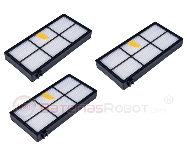 3 filtros HEPA Roomba Serie 800 900 (Compatible iRobot)